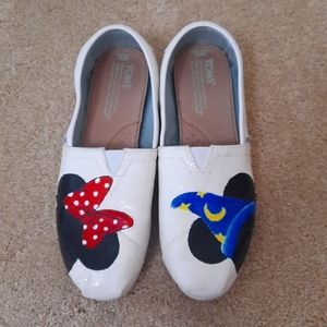 TOMS White Glitter Alpargata with Mickey Shoes